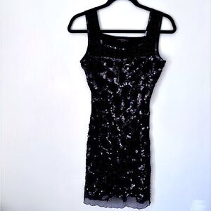 Candy Couture Y2K Sequined and Beaded Black Sleeveless Midi Dress Size Medium
